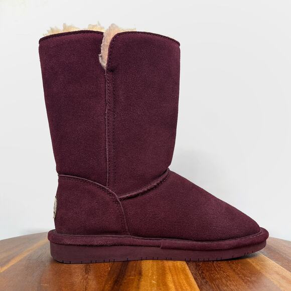 BEARPAW Lori Youth Girls Suede Pull On Boots US Size 5 Berry Purple Boot Snow - Picture 2 of 16